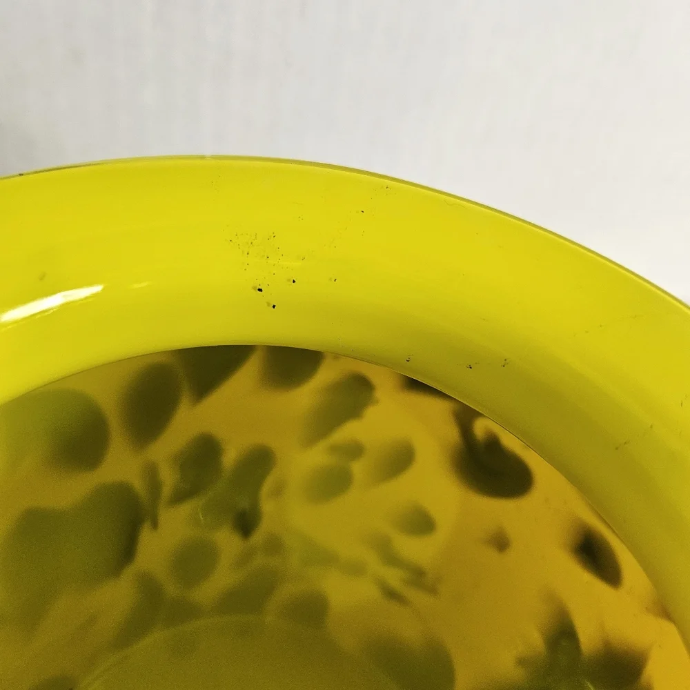 Hand Blown Art Glass Amber Leopard Tortoise Shell Vase Yellow Interior Decor - Picture 11 of 12